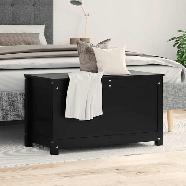 vidaXL Truhe Schwarz 80x40x45,5 cm Massivholz Kiefer