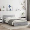 vidaXL Bettgestell mit Kopfteil LED-Beleuchtung Grau Sonoma 140x190 cm