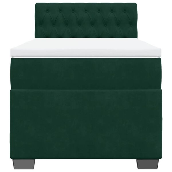 vidaXL Boxspringbett mit Matratze Dunkelgr&uuml;n 100x200 cm Samt