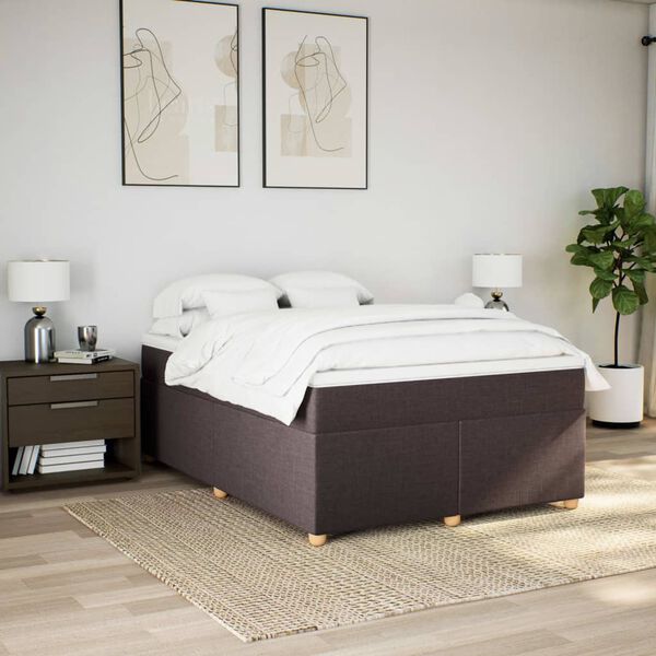 vidaXL Boxspringbett mit Matratze Dunkelbraun 140x190 cm Stoff