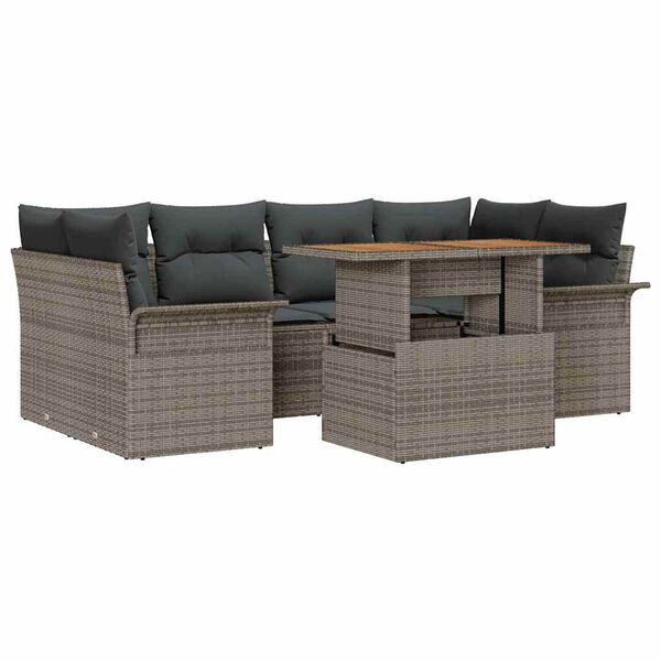vidaXL Garten-Sofa-Set mit Kissen 7 pcs Grau