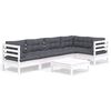 vidaXL 6-tlg. Garten-Lounge-Set mit Kissen Wei&szlig; Kiefernholz