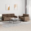vidaXL 2-tlg. Sofagarnitur mit Kissen Braun Stoff