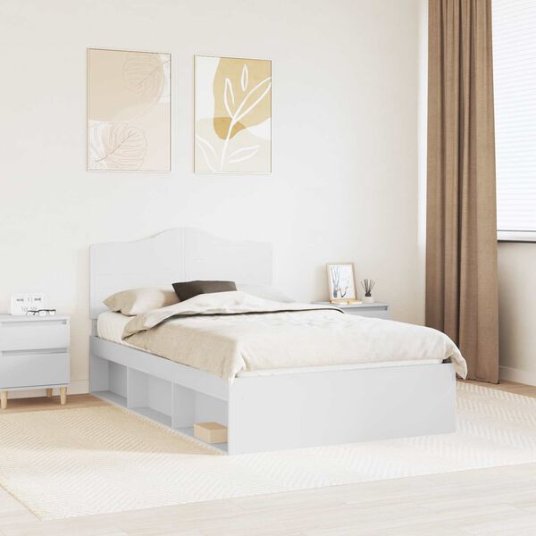 vidaXL Bettrahmen mit Kopfteil Wei&szlig; 120 x 200 cm Massives Kiefernholz