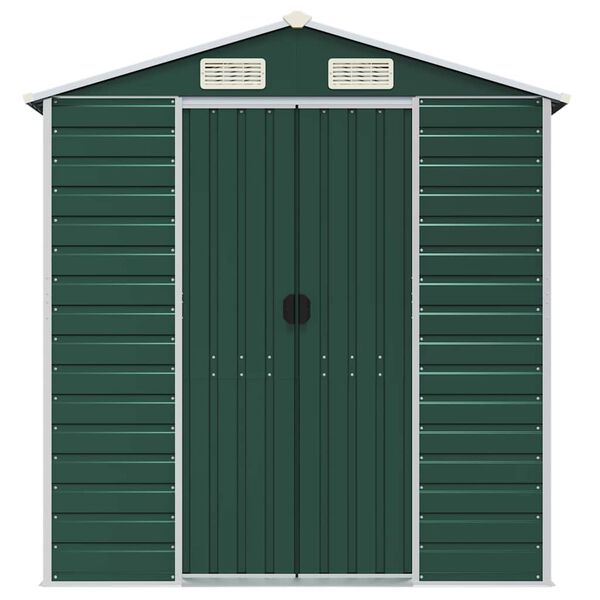 vidaXL Ger&auml;tehaus Gr&uuml;n 191x725x198 cm Verzinkter Stahl