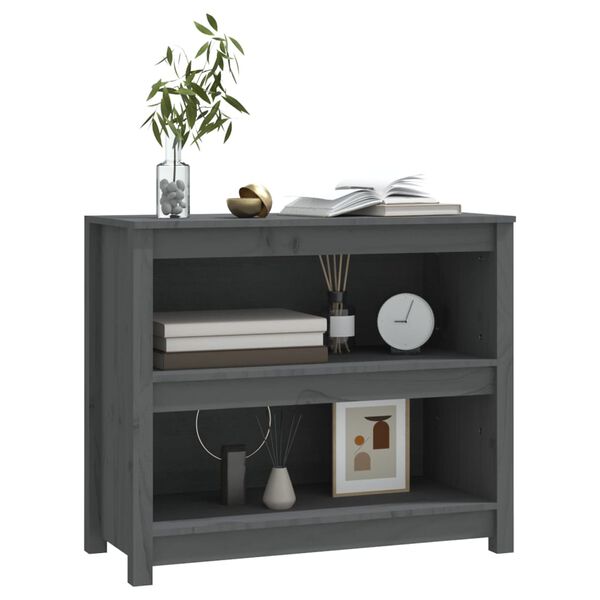 vidaXL B&uuml;cherregal Grau 80x35x68 cm Massivholz Kiefer