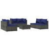 vidaXL 7-tlg. Garten-Lounge-Set mit Kissen Poly Rattan Grau