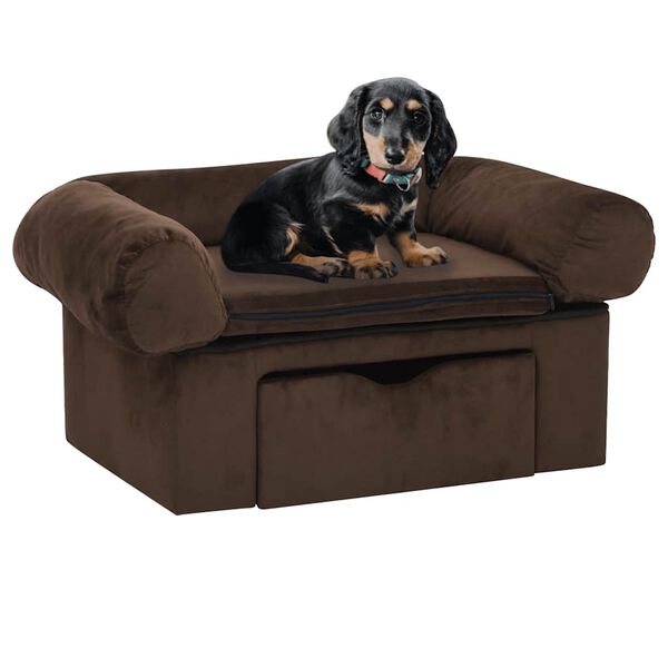 vidaXL Hundesofa mit Schublade Braun 75x50x38 cm Pl&uuml;sch