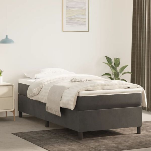 vidaXL Boxspringbettgestell Dunkelgrau 100x200 cm Samt