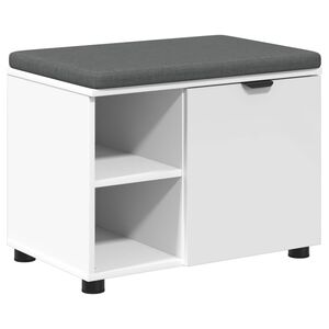 vidaXL Flurbank mit Kissen mit Regal mit Speicher Wei&szlig; 60 x 38 x 46 cm