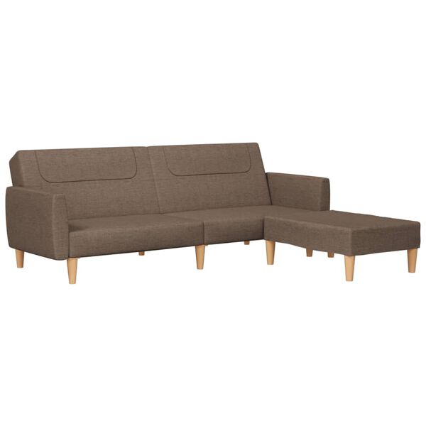 vidaXL Schlafsofa 2-Sitzer mit Fu&szlig;hocker Taupe Stoff