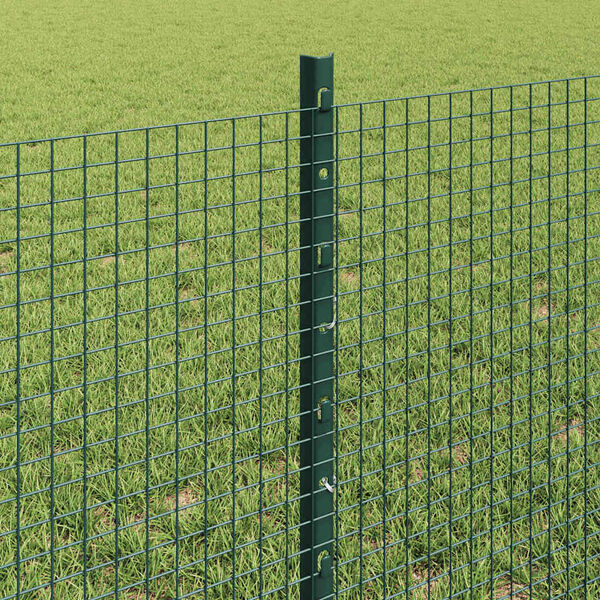 vidaXL Zaun mit Pfosten Gr&uuml;n 0,6 x 50 m Stahl und PVC