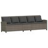 vidaXL Gartensofa mit Kissen Grau Poly Rattan