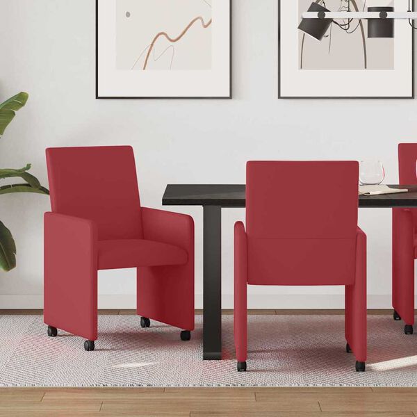 vidaXL Esszimmerst&uuml;hle mit Rollen 2 pcs Weinrot 57 x 66 x 94 cm