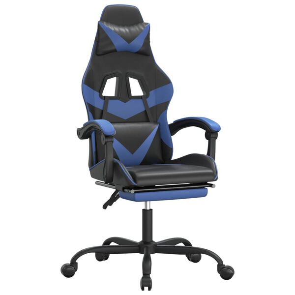 vidaXL Gaming-Stuhl mit Fu&szlig;st&uuml;tze Schwarz und Blau Kunstleder