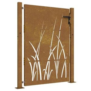 vidaXL Gartentor 100x150 cm Cortenstahl Gras-Design