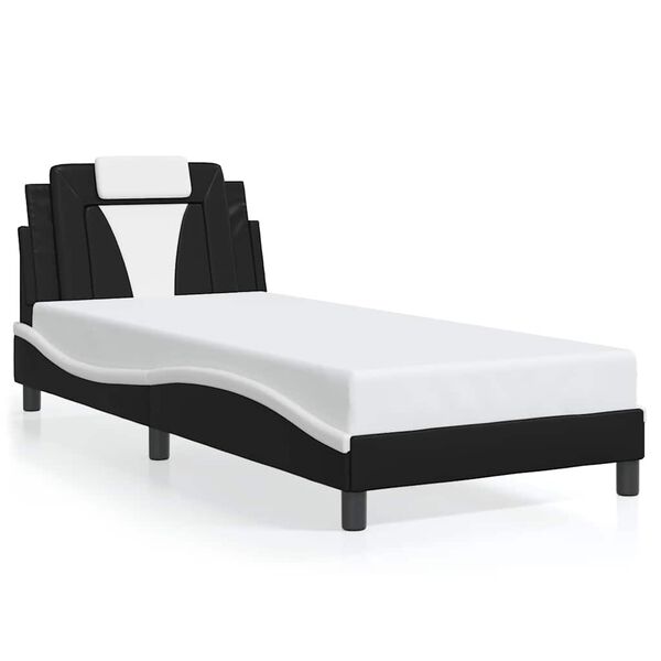 vidaXL Bettgestell "Viana" ohne Matratze Schwarz und Wei&szlig; 80x200 cm Kunstleder