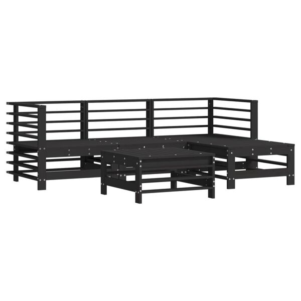 vidaXL 5-tlg. Garten-Lounge-Set mit Kissen Schwarz Massivholz