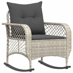 vidaXL Garten-Schaukelstuhl mit Kissen Hellgrau Poly Rattan