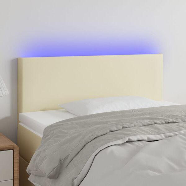 vidaXL LED Kopfteil Creme 80x5x78/88 cm Kunstleder