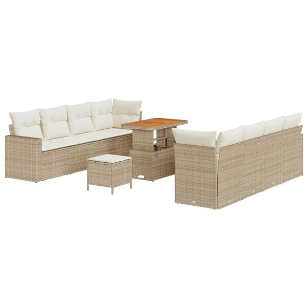 vidaXL Garten-Sofa-Set 11 pcs Beige Poly-Rattan