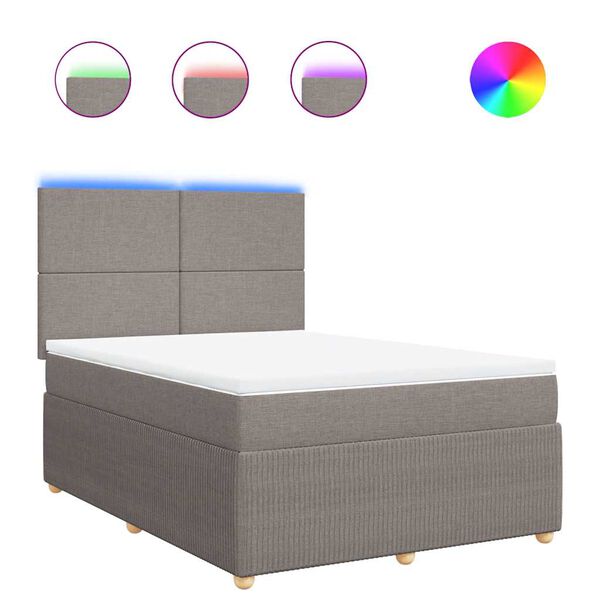 vidaXL Boxspringbett mit Matratze Taupe 140x200 cm Stoff