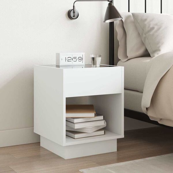 vidaXL Nachttisch mit Infinity-LED Wei&szlig; 40x40x50 cm