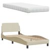 vidaXL Bett mit Matratze "Hanko" Creme 90x200 cm Stoff