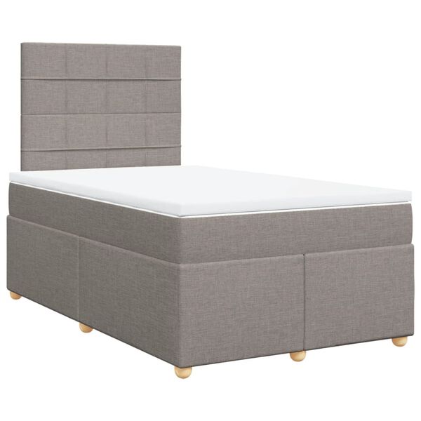 vidaXL Boxspringbett mit Matratze Taupe 120x200 cm Stoff