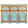 vidaXL Sideboard Handbemalt Mehrfarbig 110x30x76 cm Mango Massivholz