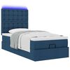 vidaXL Ottomane Bett mit Matratze & LEDs Blau 90x200 cm Stoff