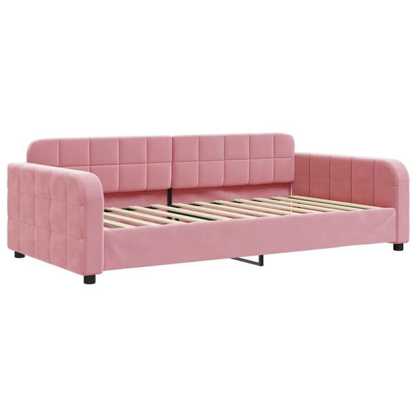 vidaXL Tagesbett Ausziehbar mit Schubladen Rosa 100x200 cm Samt