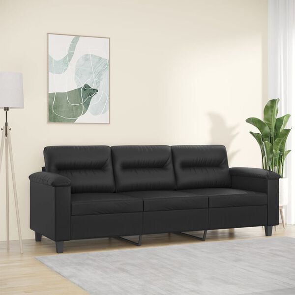 vidaXL 3-Sitzer-Sofa Schwarz 180 cm Kunstleder