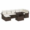 vidaXL Garten-Sofa-Set mit Kissen mit Speicher 8 pcs Braun Poly Rattan