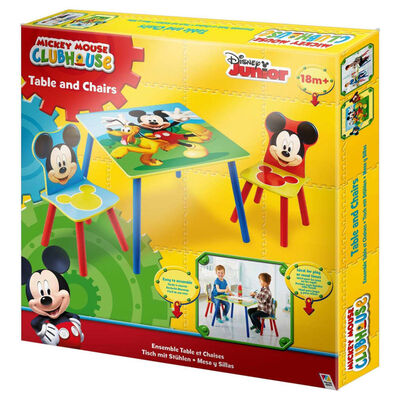 Disney 3-tlg. Tisch- und Stuhl-Set Micky Maus Holz WORL119014