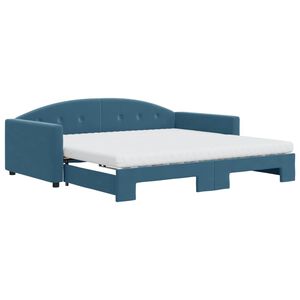 vidaXL Tagesbett Ausziehbar mit Matratzen Blau 100x200 cm Samt
