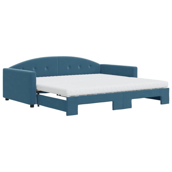 vidaXL Tagesbett Ausziehbar mit Matratzen Blau 100x200 cm Samt