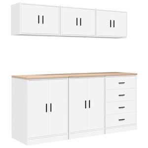 vidaXL Garagenschr&auml;nke 6 Stk. Wei&szlig; Holzwerkstoff