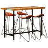 vidaXL 5-tlg. Bar-Set Recyceltes Massivholz und Echtleder
