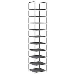 vidaXL Schuhregal 10-st&ouml;ckig Schwarz 33x33x174 cm Vliesstoff