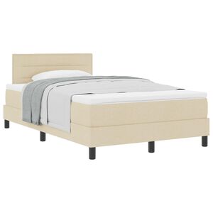 vidaXL Boxspringbett mit Kopfteil Creme 120 x 200 cm Stoff