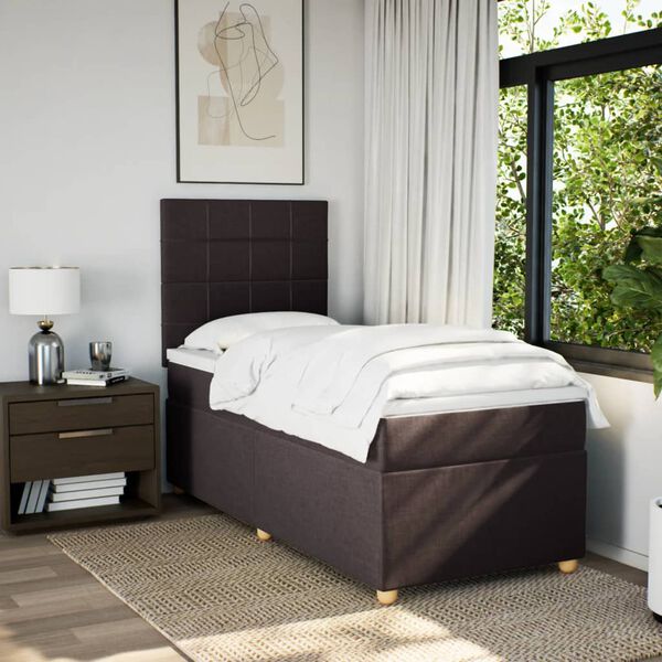 vidaXL Boxspringbett mit Matratze Dunkelbraun 90x190 cm Stoff