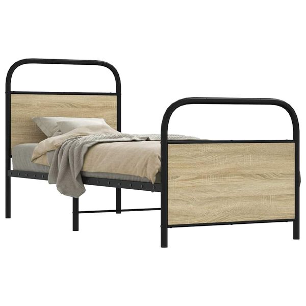 vidaXL Bettgestell ohne Matratze 80x200 cm Sonoma-Eiche Holzwerkstoff