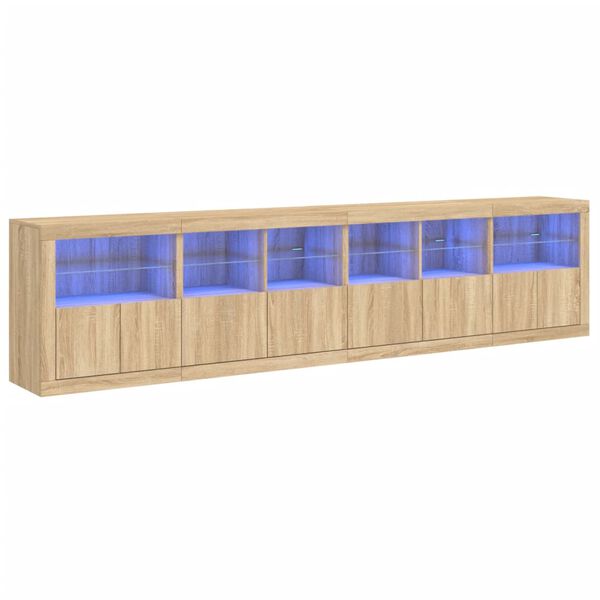 vidaXL Sideboard mit LED-Leuchten Sonoma-Eiche 283x37x67 cm