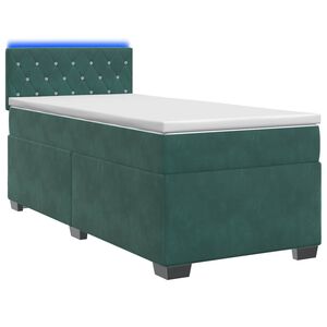 vidaXL Boxspringbett mit Matratze und LED Dunkelgr&uuml;n 80 x 200 cm Samt