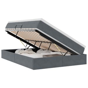 vidaXL Aufbewahrungsbett mit Matratze Dunkelgrau 140 x 190 cm Samt