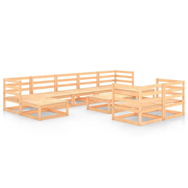 vidaXL 10-tlg. Garten-Lounge-Set Massivholz Kiefer