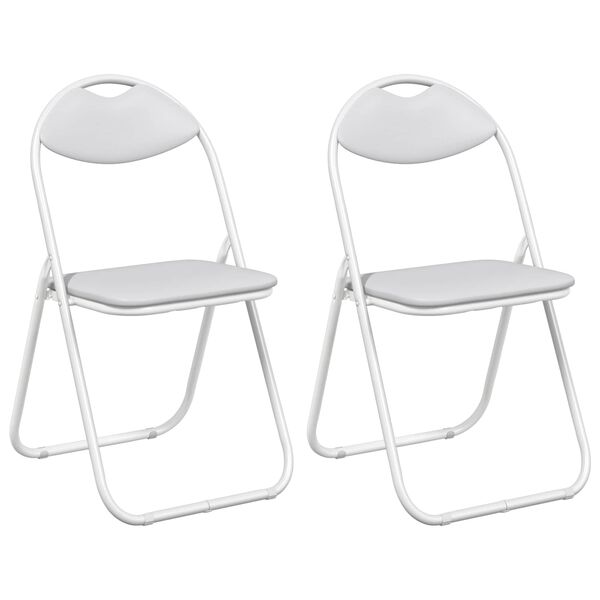 vidaXL Klappstuhl 2 pcs Wei&szlig; 48 x 43,5 x 81 cm Kunstleder