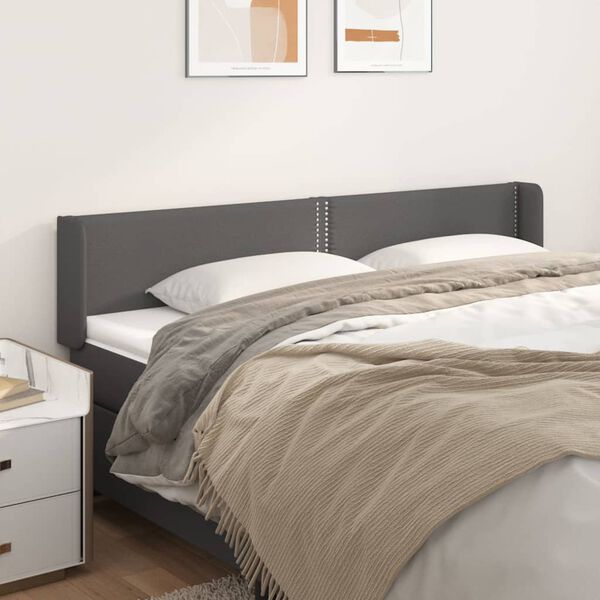 vidaXL Kopfteil mit Ohren Grau 203x16x78/88 cm Kunstleder