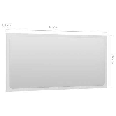 vidaXL Badspiegel Hochglanz-Weiß 80x1,5x37 cm Holzwerkstoff